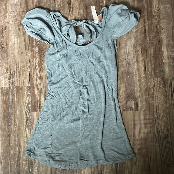 Eyeshadow Tops - Eyeshadow Blue Puff Sleeve Ruched Blouse
